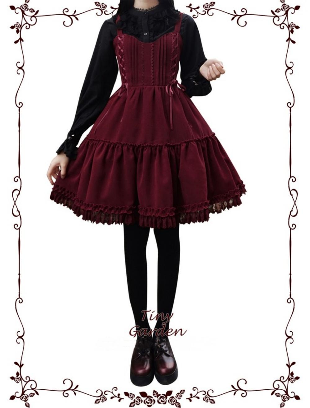 Garden Waltz 1.0 Burgundy Autumn Winter Lolita JSK - image 4