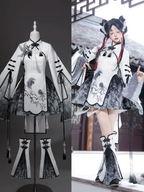 Hanfu-Inspired Plum Blossom Crop Top, Dress, Skirt and Leg Warmers Set - Han Ru Chu - image 5