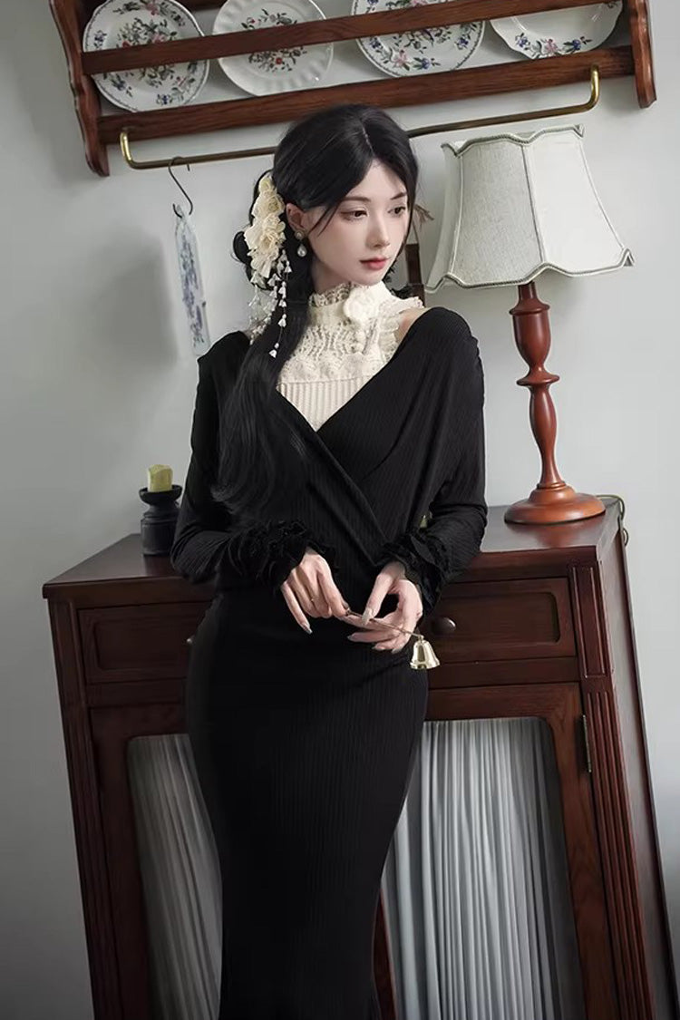 Secret Crush - Long Sleeves Gothic Lolita Fishtail Dress & Top Options - image 6