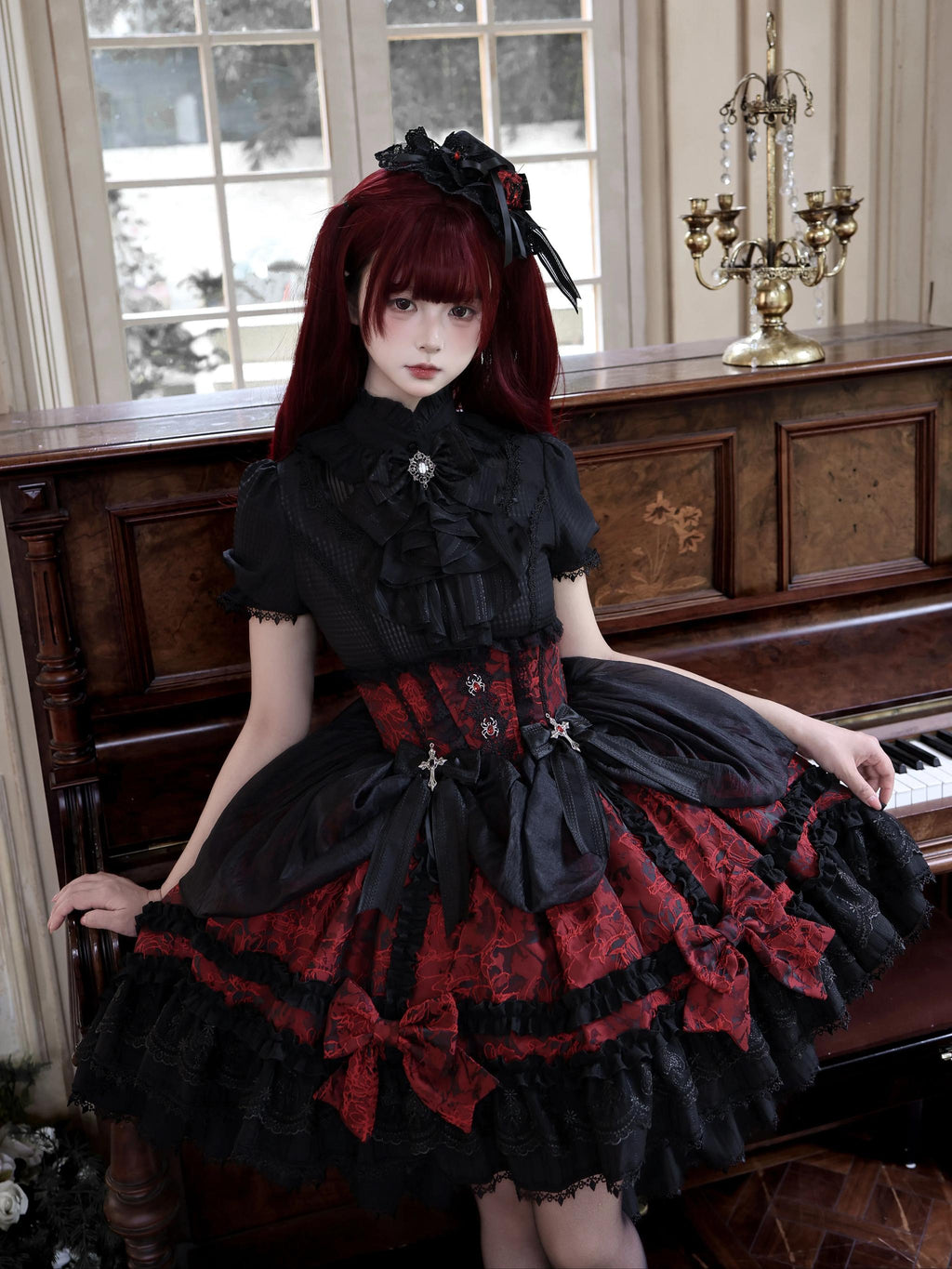 Spider Cross Knot Gothic Lolita Skirt and Blouse Set - image 10