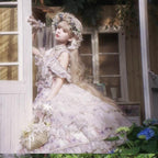 Rose Letter - Gorgeous Lolita JSK Princess Dress Chiffon Floral Printed Blue Dress - image 3