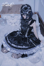 Metallic Angel Black Gothic Lolita Top and Ruffled Skirt Set - image 9