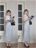 Elegant Blue Sequin Mermaid Skirt - image 4