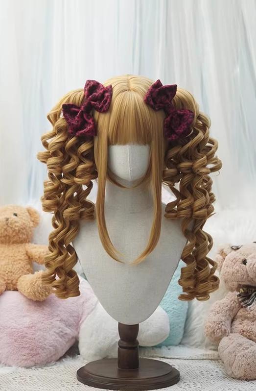 Old School Lolita See-through Bangs Wig, Curly Ponytails - image 2