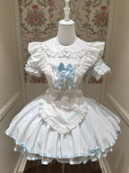 Old-School Maid OP with Striped Lace Sleeves - image 1