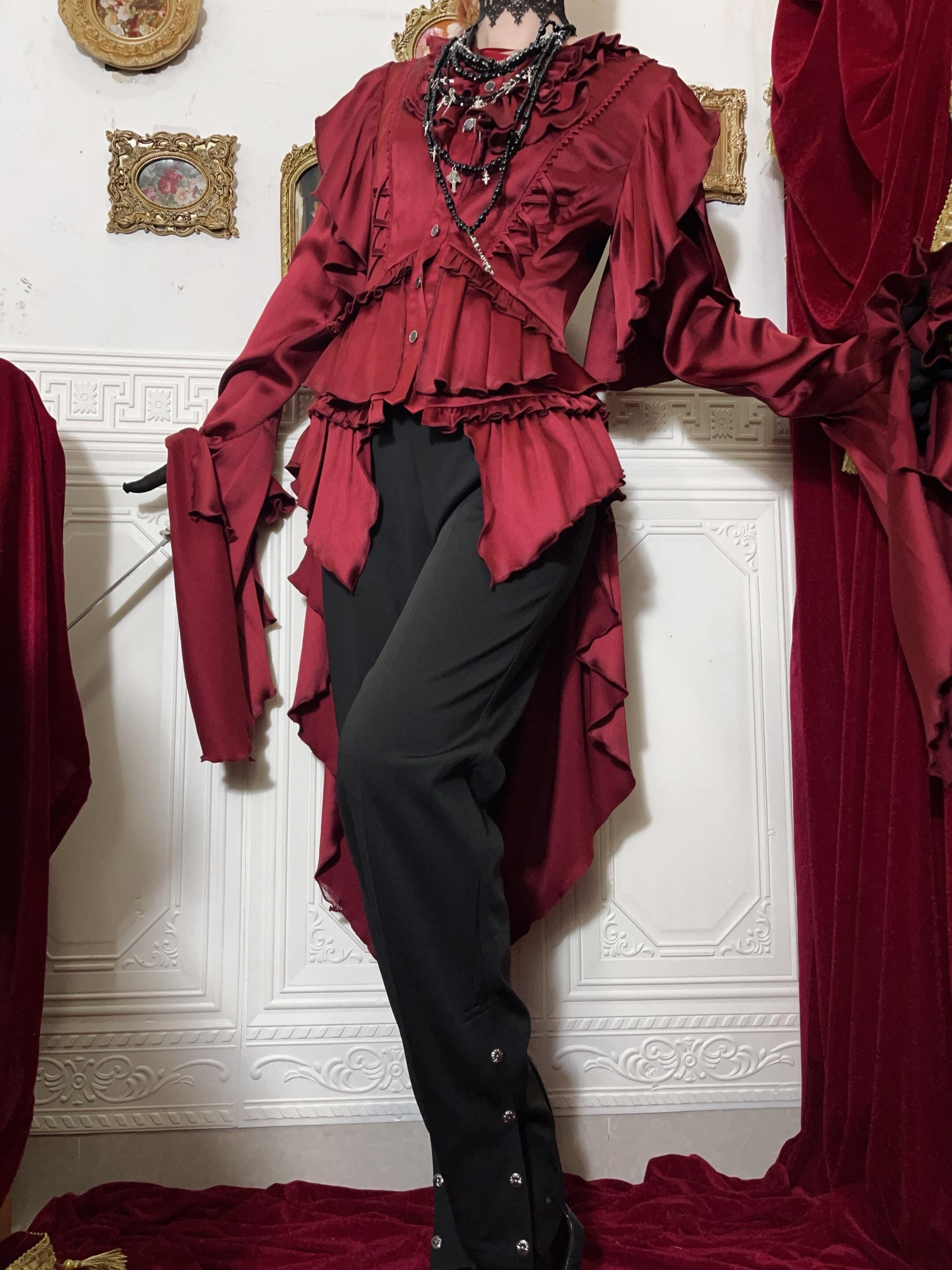 Gothic Ouji Lolita Irregular Hemline Prince Shirt - image 3