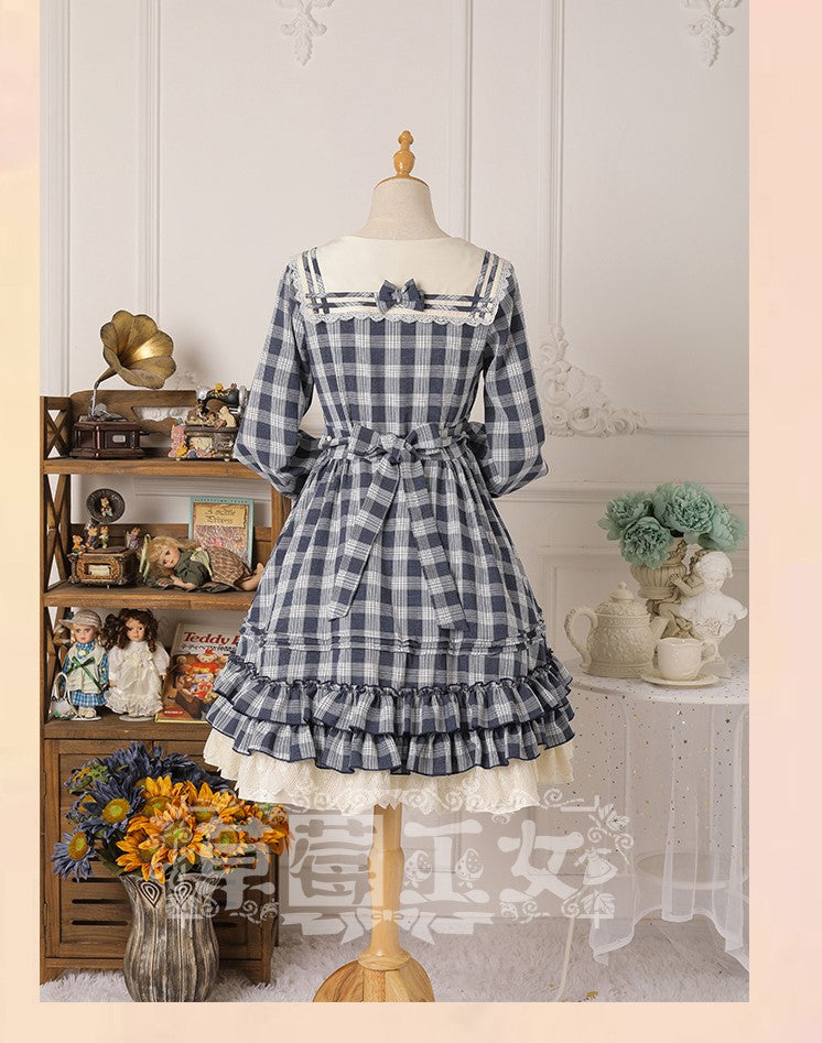 Tartan Sailor Lolita OP Dress - image 7