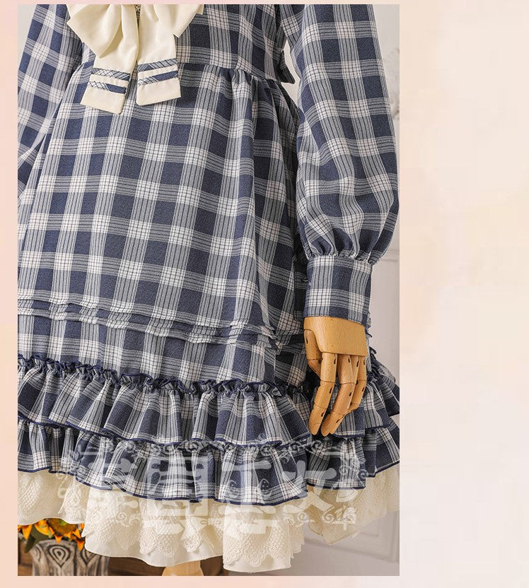 Tartan Sailor Lolita OP Dress - image 11