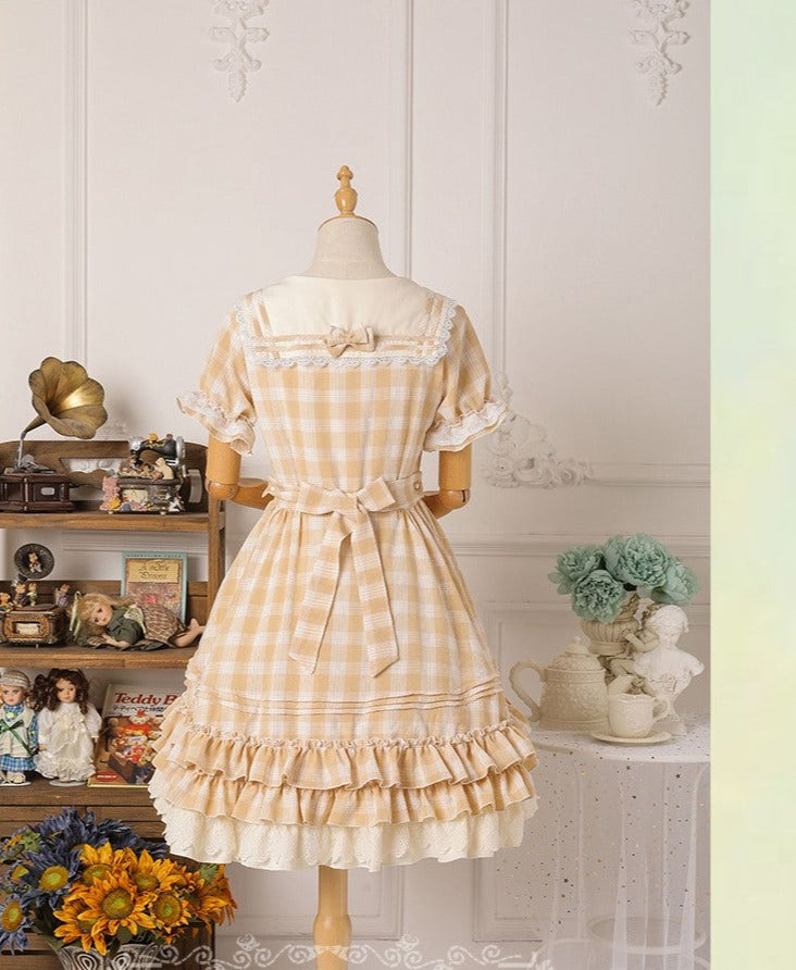 Tartan Sailor Lolita OP Dress - image 14