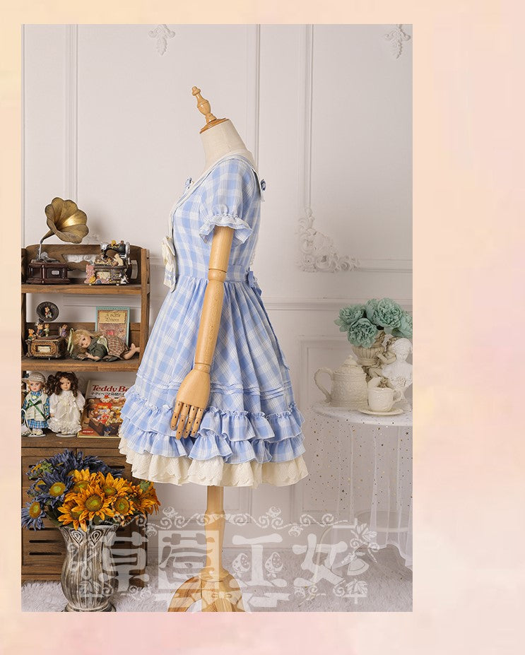Tartan Sailor Lolita OP Dress - image 18
