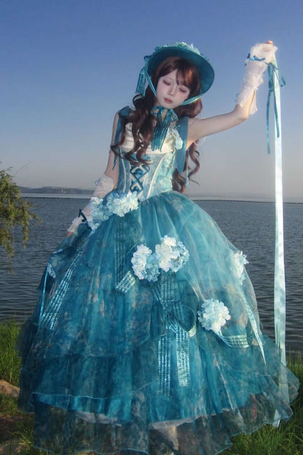 Wild Roses of Arles Oil Painting Print Cowl Neck Tail JSK Classic Lolita Dress and Accessories - image 3