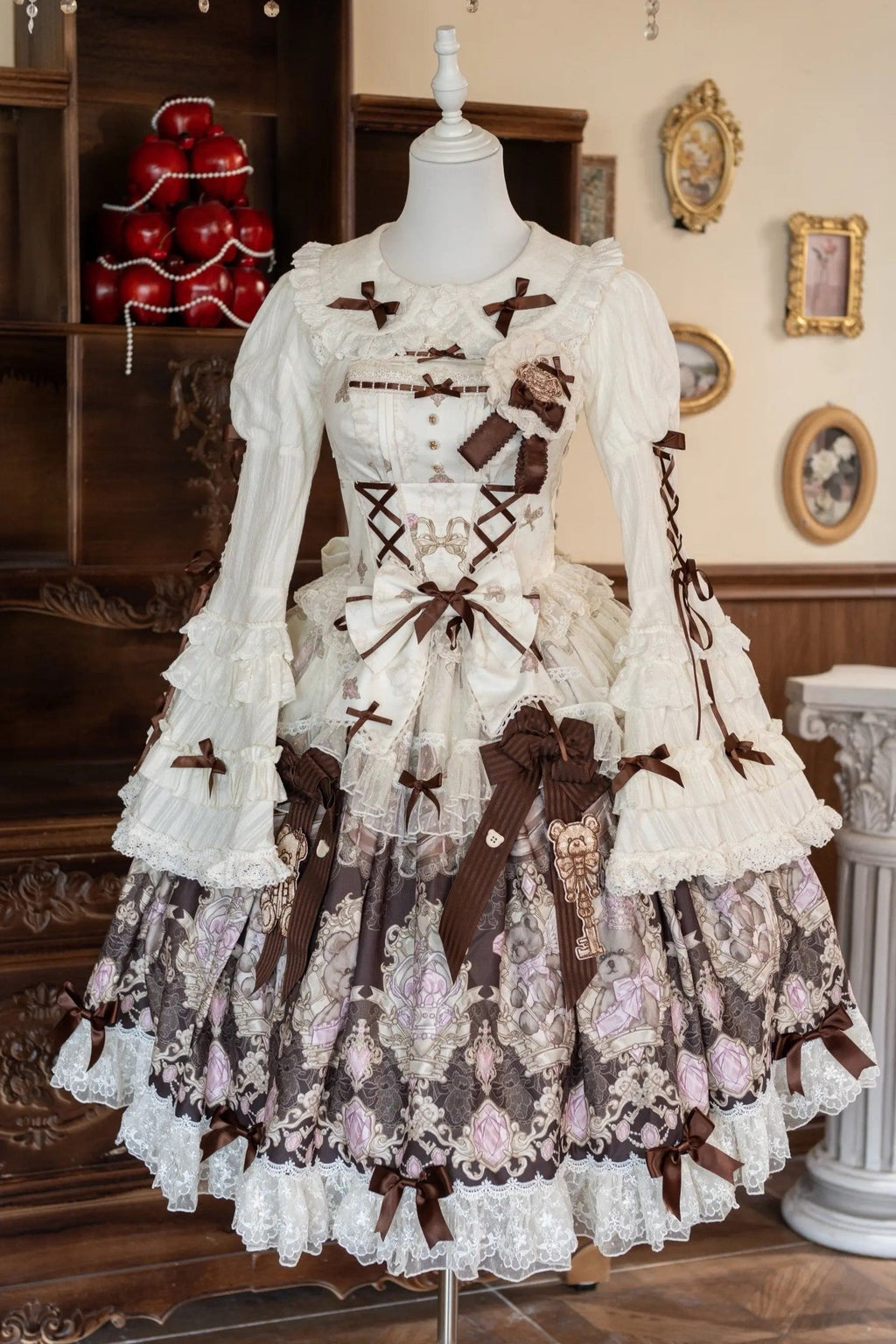 Sweet Ode Bear Printed Lolita JSK and Accessories Series - image 1