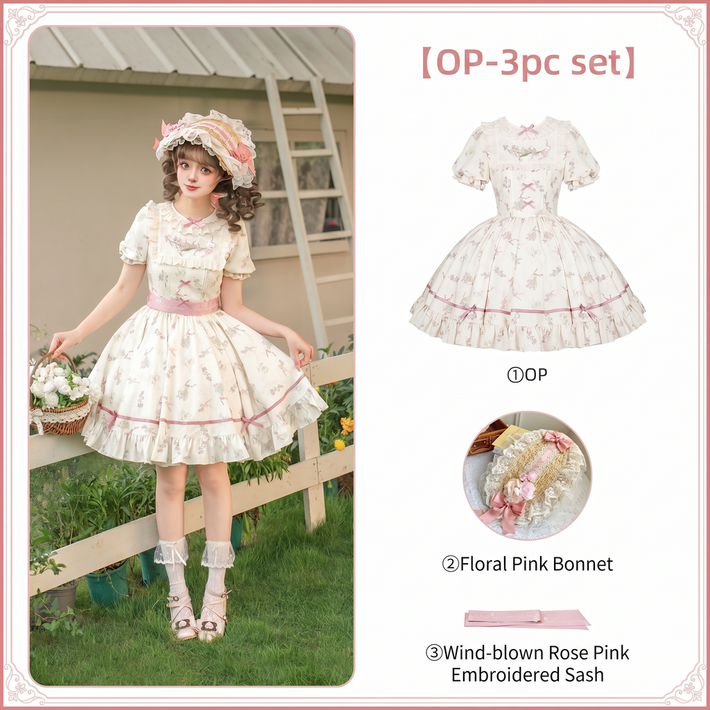 Fragrant Old Dream - Pink Bellflower Lolita OP and JSK Dress - image 15
