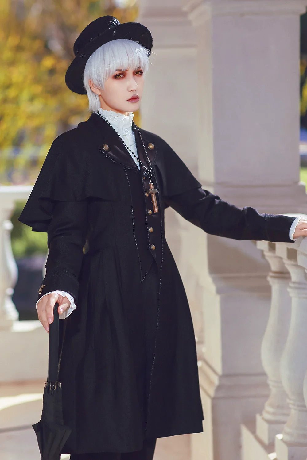Sea of Hope - Ouji Lolita Long Coat, Detachable Cape - image 3