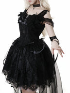 Star Swan Dream - Black Gothic Lolita JSK Dress, Swan Embroidery - image 19