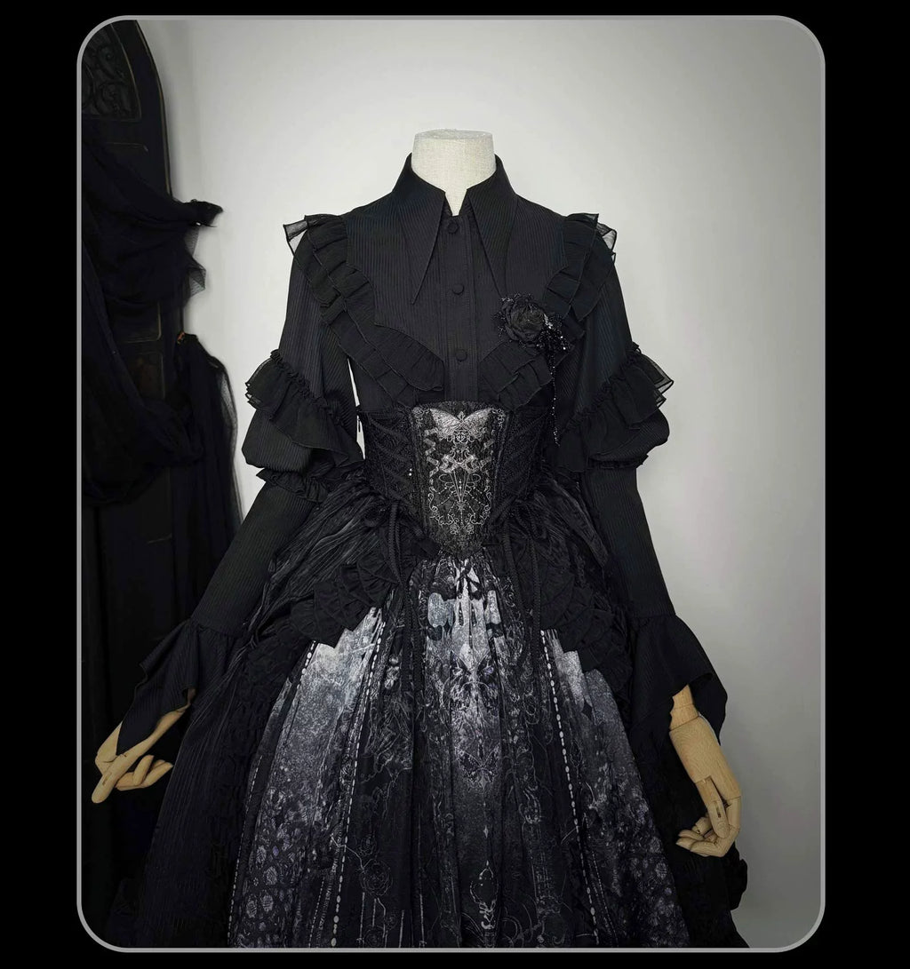 Bone-Eroded Butterfly - Gothic Lolita JSK & SK Set - image 48