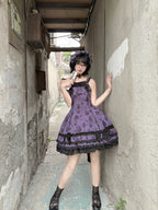 Bliss Bouquet - Cotton Old School Lolita Dress, Rose Print and Layered Hem and Accessories - image 9