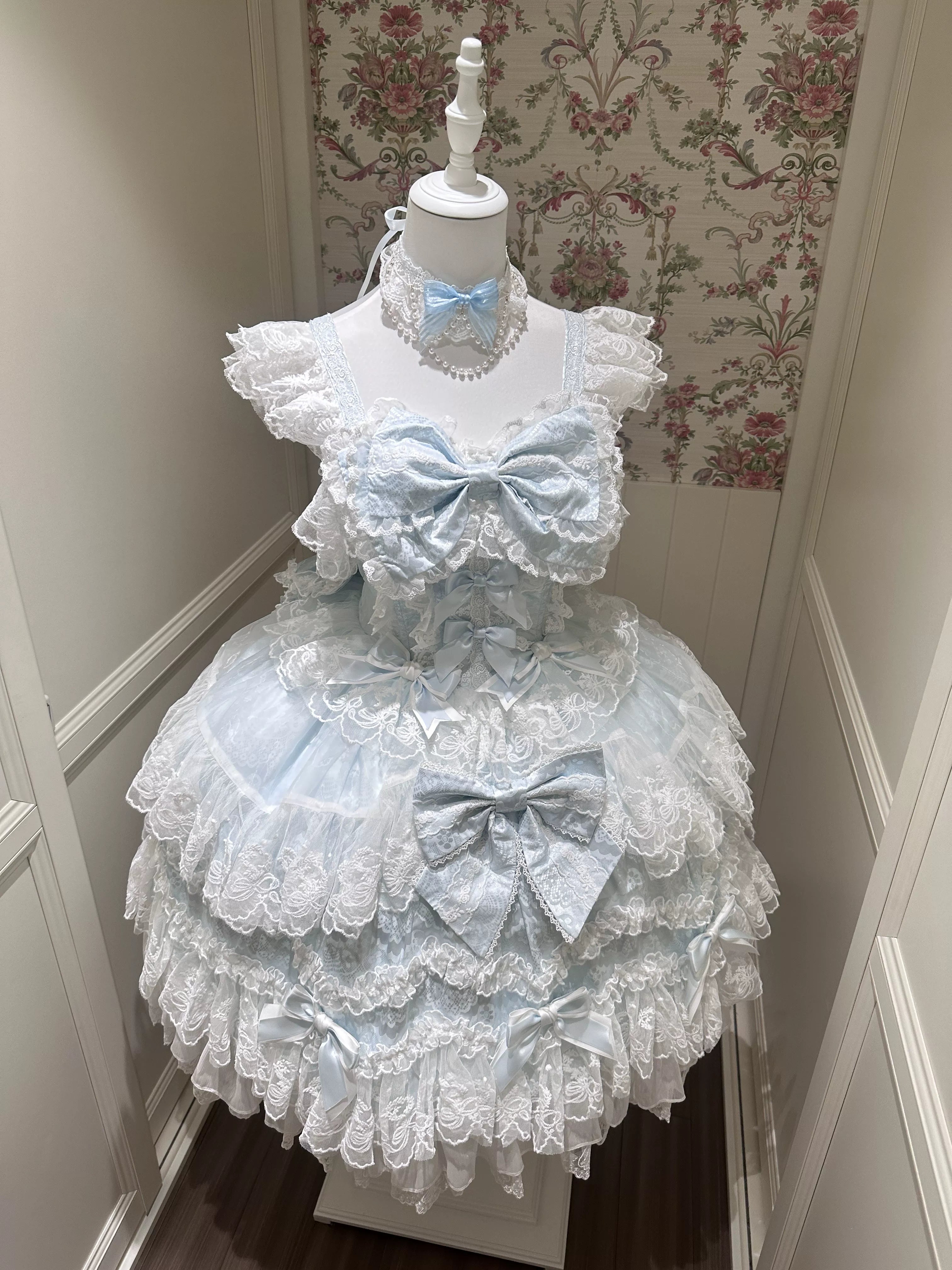 Sakura Blossom Dream - Dreamy Sweet Lolita JSK Dress, Abundant Lace & Bows - image 22