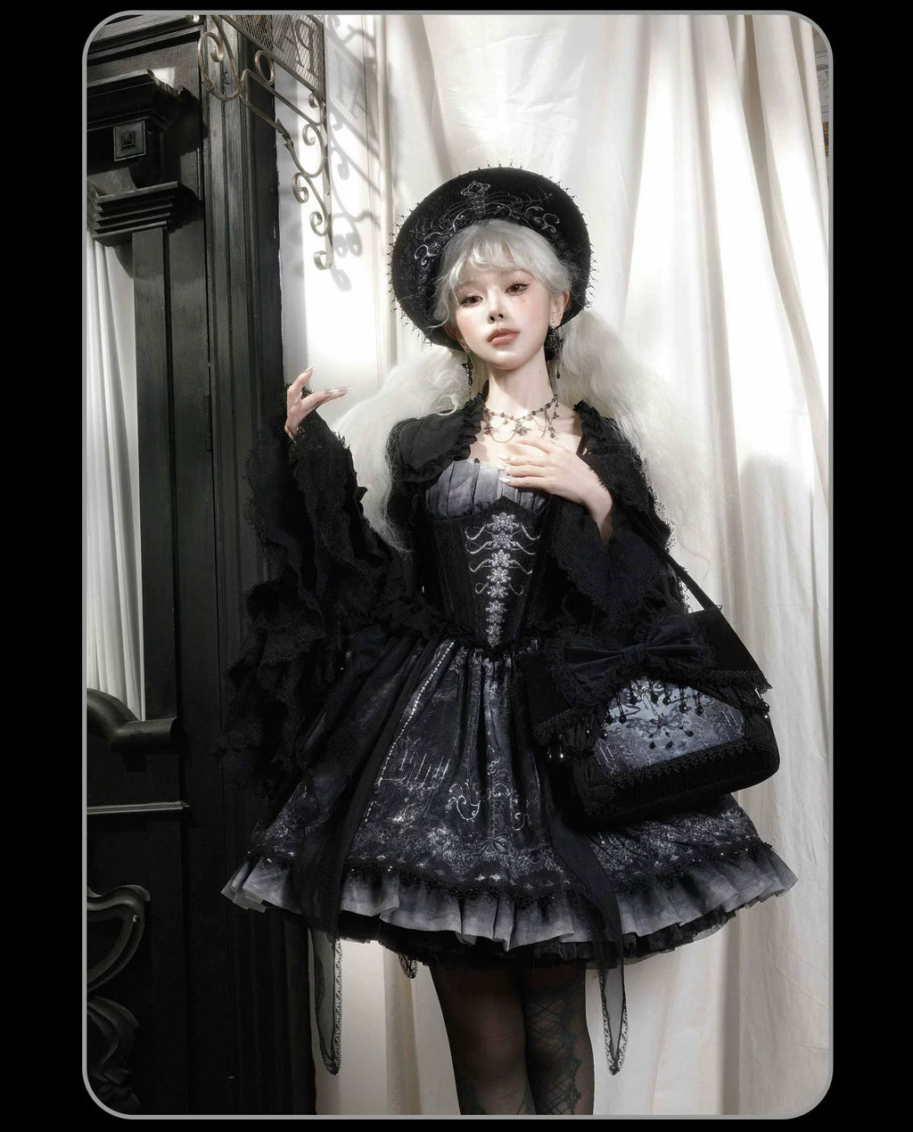 Bone-Eroded Butterfly - Gothic Lolita JSK & SK Set - image 10