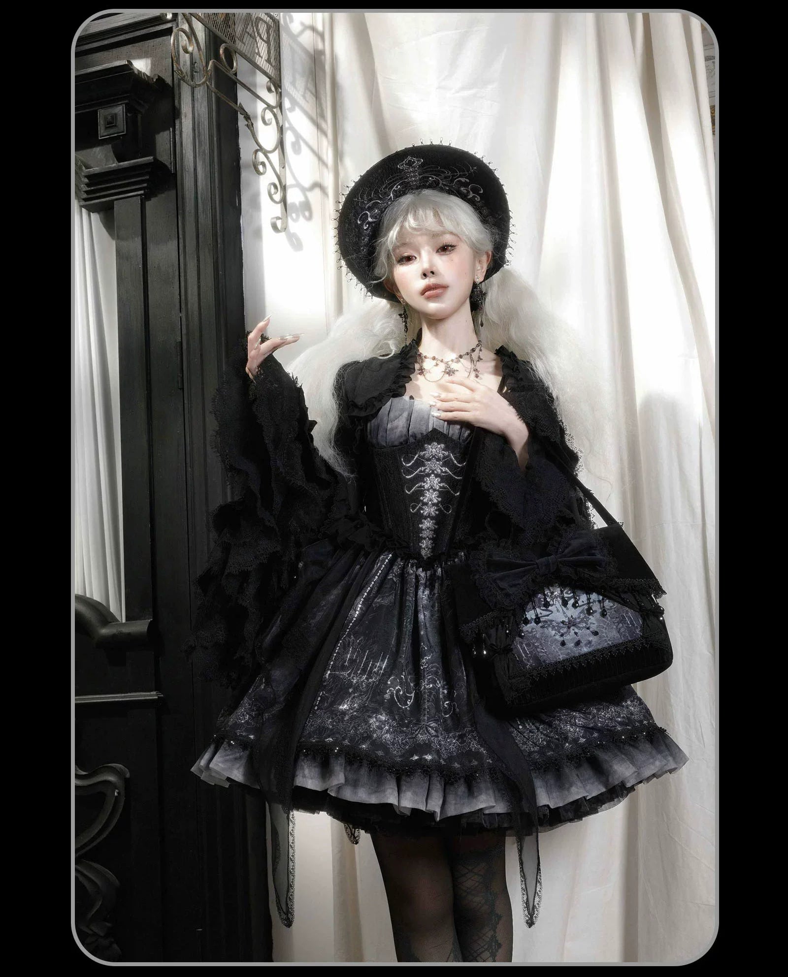 Bone-Eroded Butterfly - Gothic Lolita JSK & SK Set - image 10