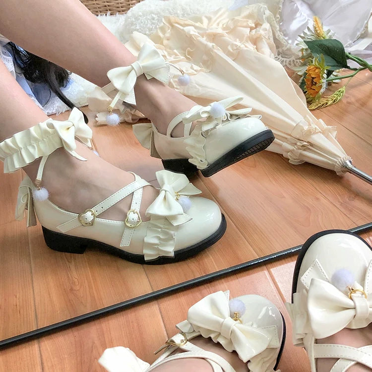 Fairy Godmothe - Preppy Style Flat Shoes Mid Heel Round Toe Lolita Shoes - image 2