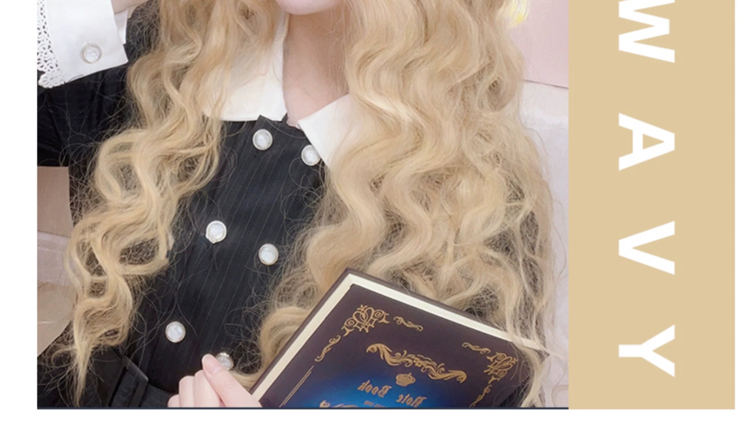 Black Gold Girl - Elegant Lolita Wig Golden Long Curly Hair - image 3