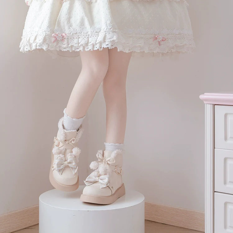 Milk Bear - Winter Lolita Shoes Thick Sole Fleece Snow Boots - image 20