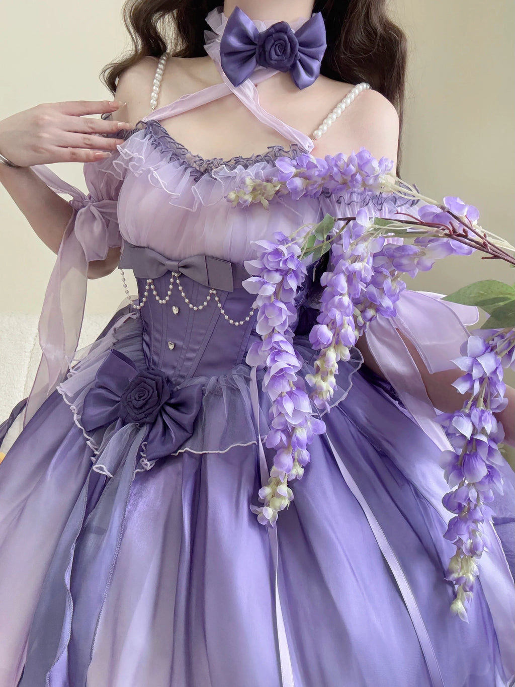 Midsummer Dream - Gradient Color Wedding Lolita JSK Dress Set, Fishbone Waist - image 10