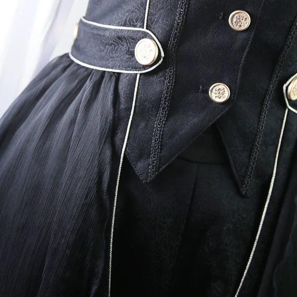 Snow Shadow - Long Sleeveless Ouji Lolita Coat - image 10