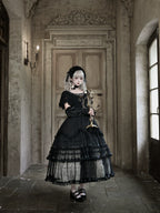 Unnamed Dusk Poem - Classic Lolita OP Dress, Tulle Skirt with Cross Accent and Accessories - image 4