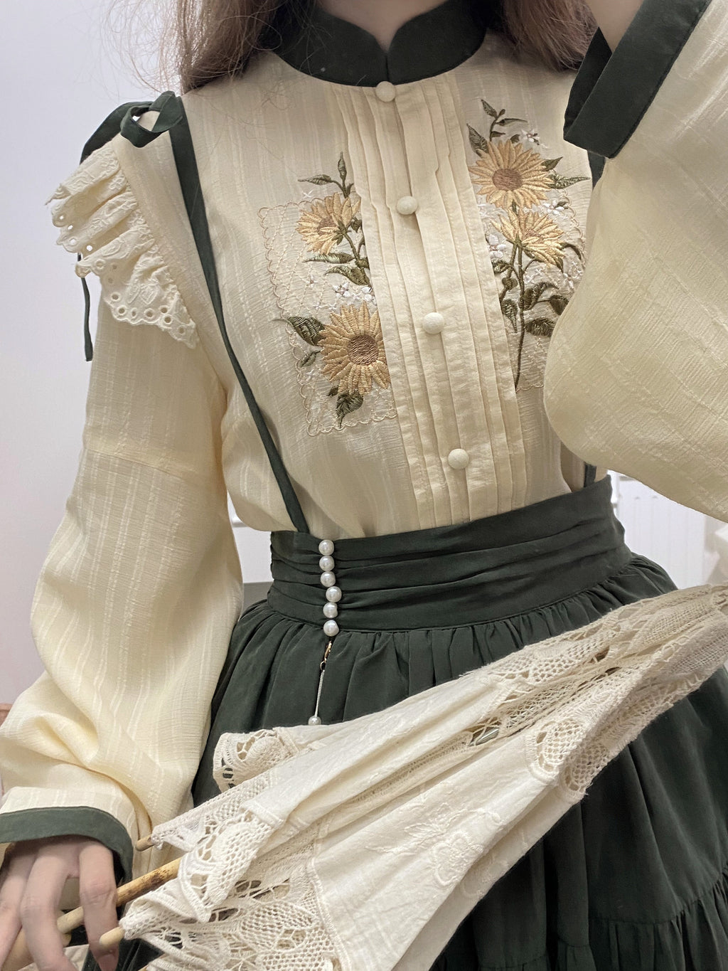 Sunflower Appointment - Oriental Classic Lolita Skirt and Blouse - image 12