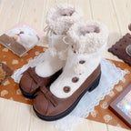 Winter Lolita Boots Fur Mary Jane Lolita Low Heel Shoes - image 58