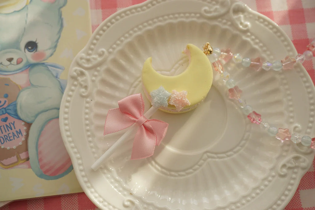 Kawaii Lolita Accessories Moon Lollipop Clay Necklace Ring - image 8