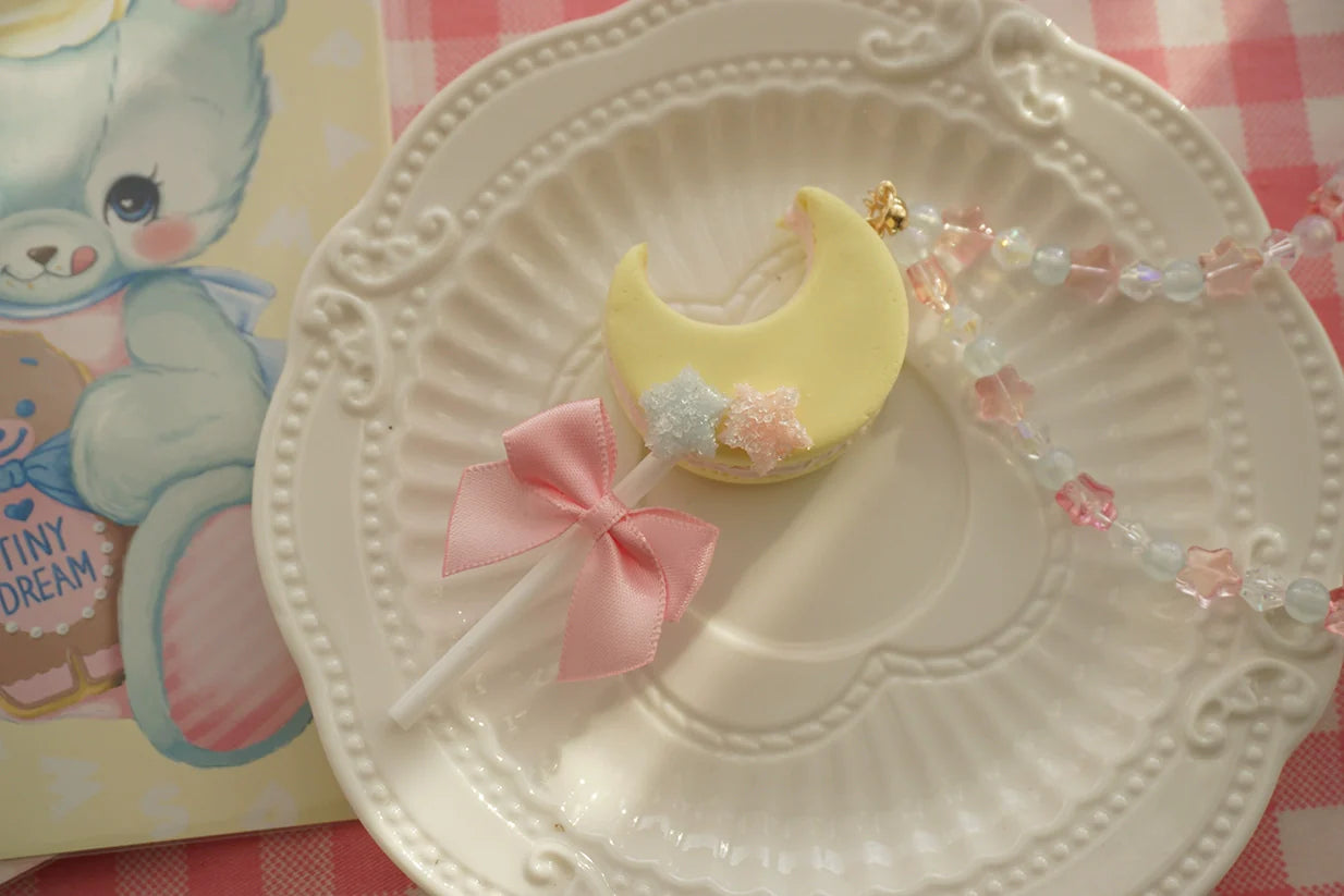 Kawaii Lolita Accessories Moon Lollipop Clay Necklace Ring - image 8