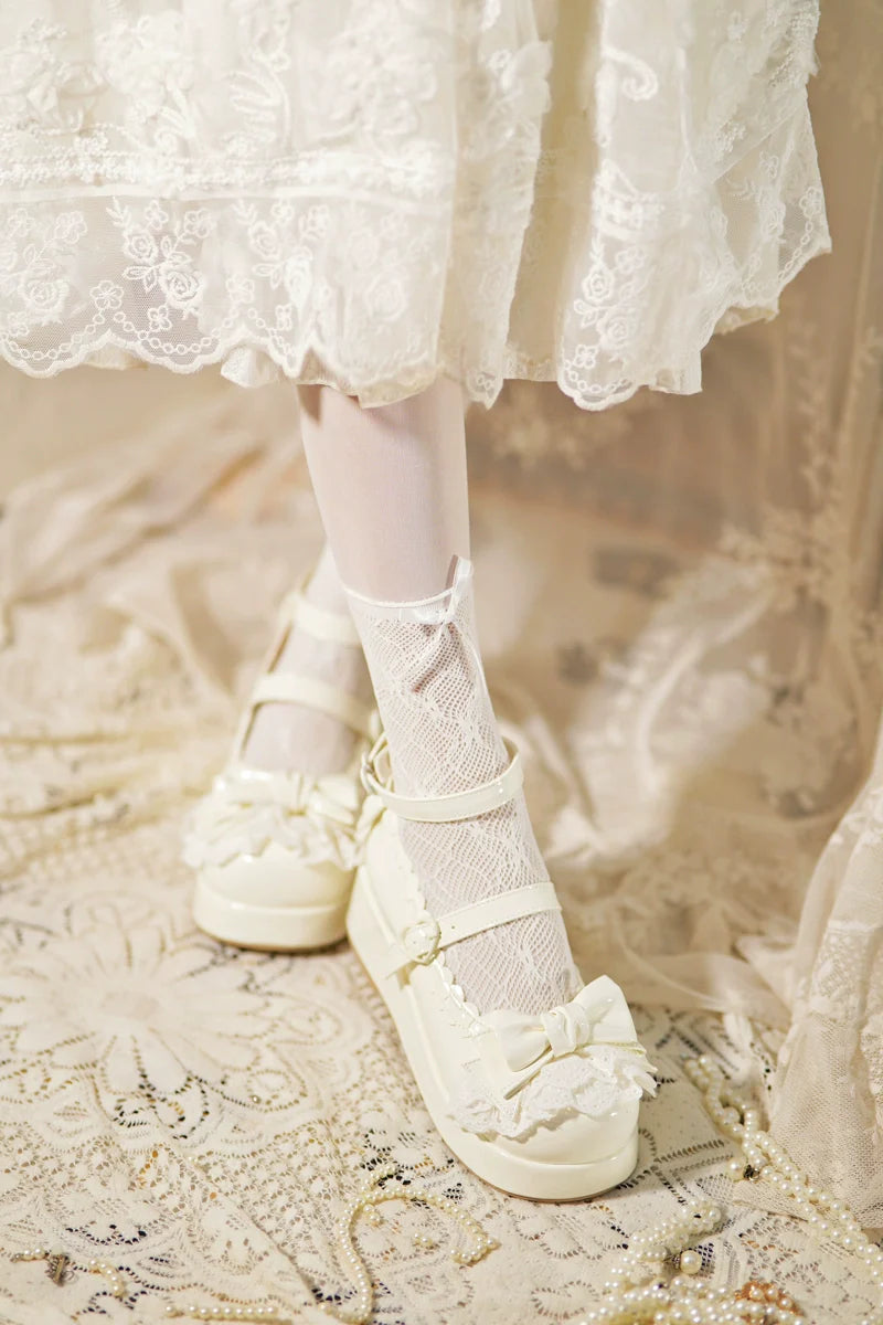Milky Puff - Sweet Lolita Heels Shoes, Round Toe With Petite Wedge - image 28