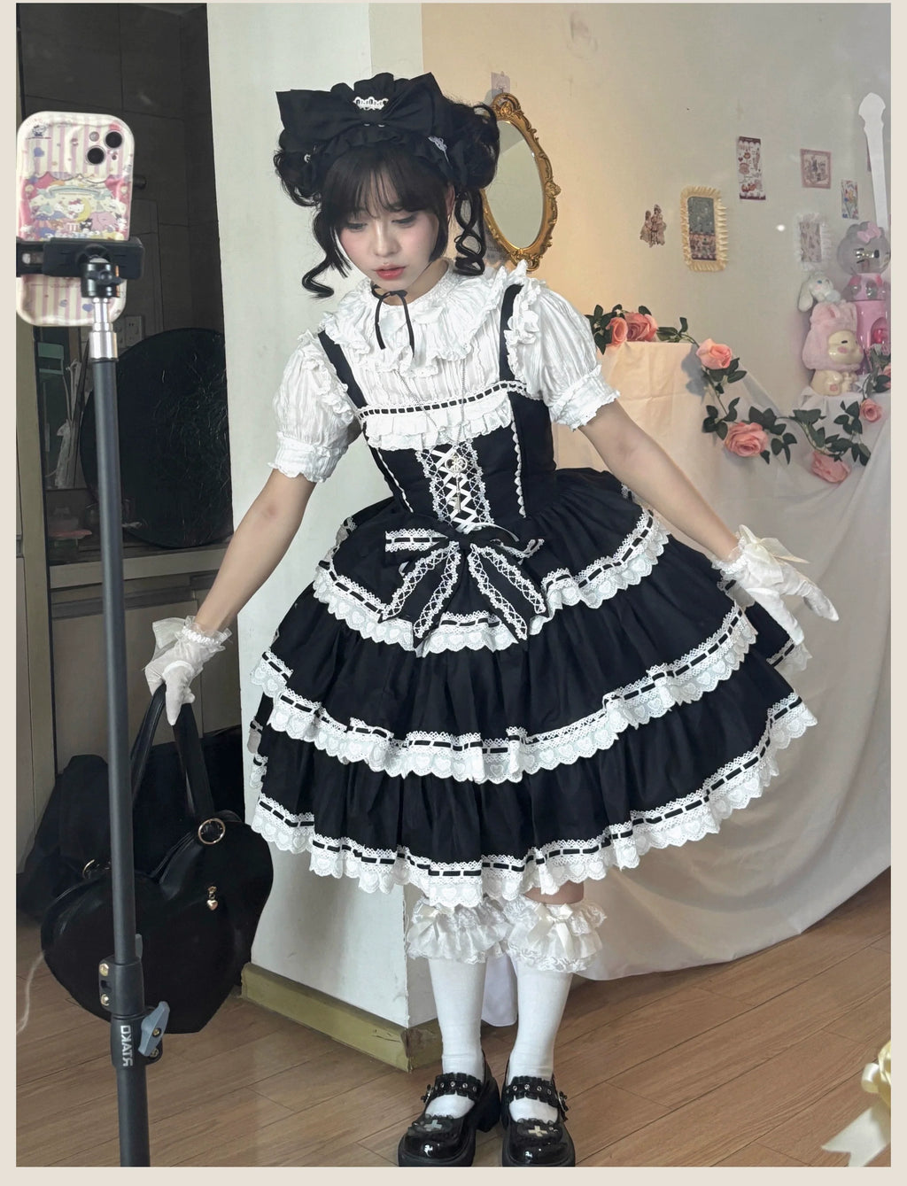 Otome Heart Cotton Old School Lolita JSK Dress Suit and Accessories - image 3