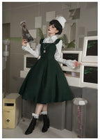 Abyss Clinic - Gothic Lolita Green Dress Set, Embroidery Accent - image 32