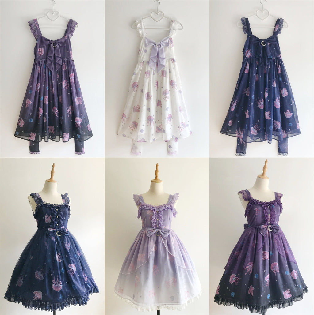 Jellyfish Meteor - Chiffon Fairy Jellyfish Printed Lolita JSK - image 25