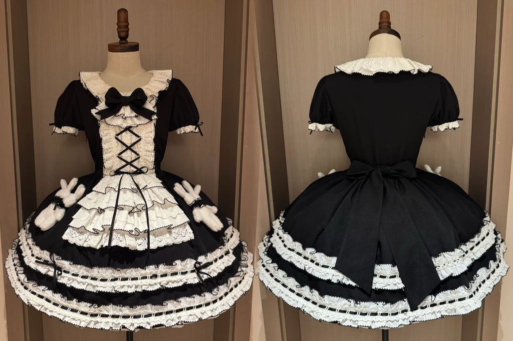 Coco Bunny - Cotton Old School Lolita OP Dress, Bunny Decoration and Accessories - image 8