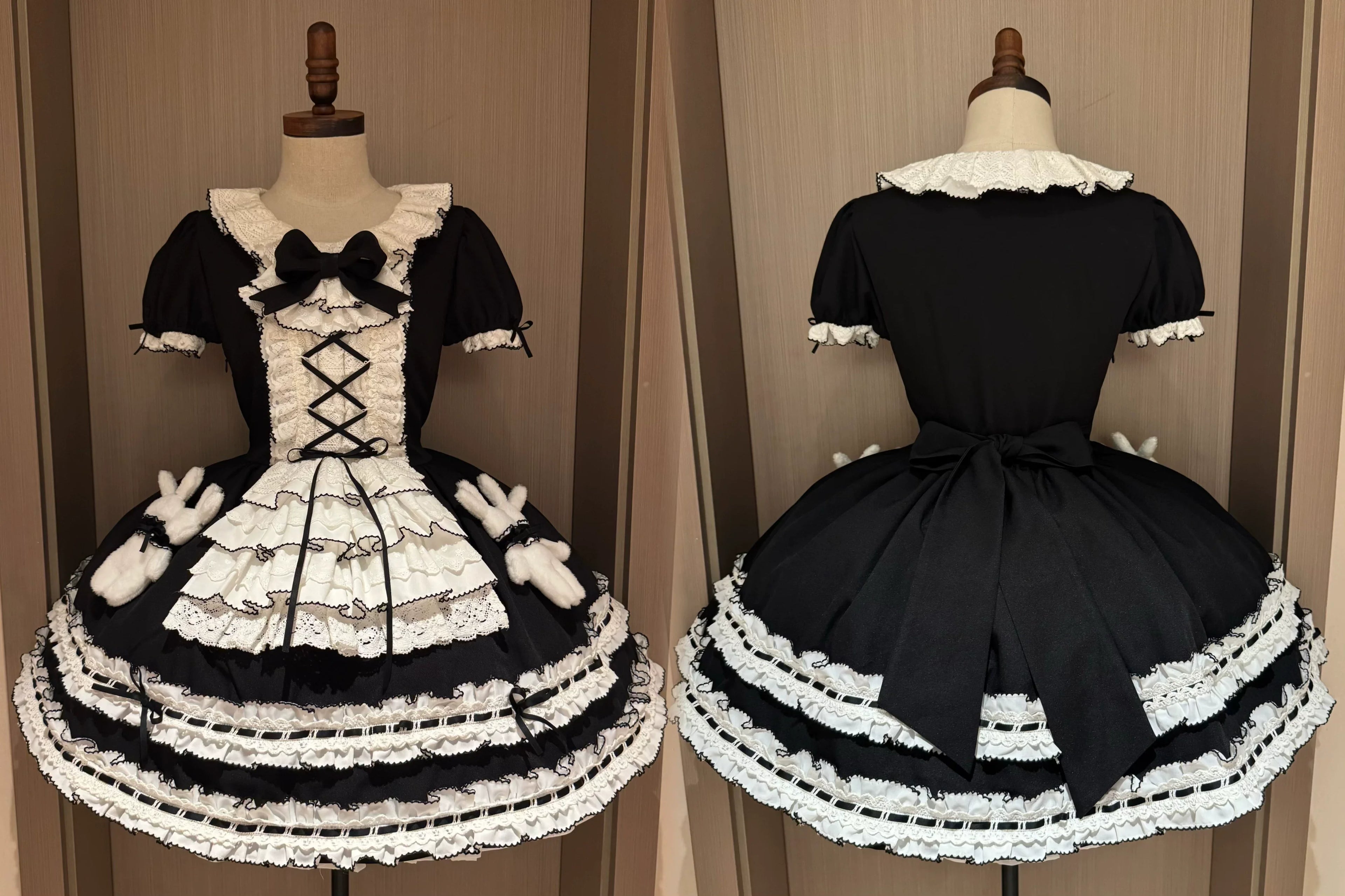 Coco Bunny - Cotton Old School Lolita OP Dress, Bunny Decoration and Accessories - image 8