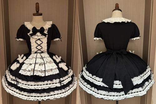 Coco Bunny - Cotton Old School Lolita OP Dress, Bunny Decoration and Accessories - image 8