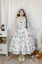 Meow Wreath - Classic Lolita Button Closure JSK Dress, Cat and Wreath Print - image 15