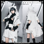 White Cat - Futuristic Style Cool Lolita Pants Suit With Cat Ear Coat - image 4