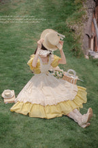 Belle - Yellow Lolita OP Dress Set with Apron - image 14
