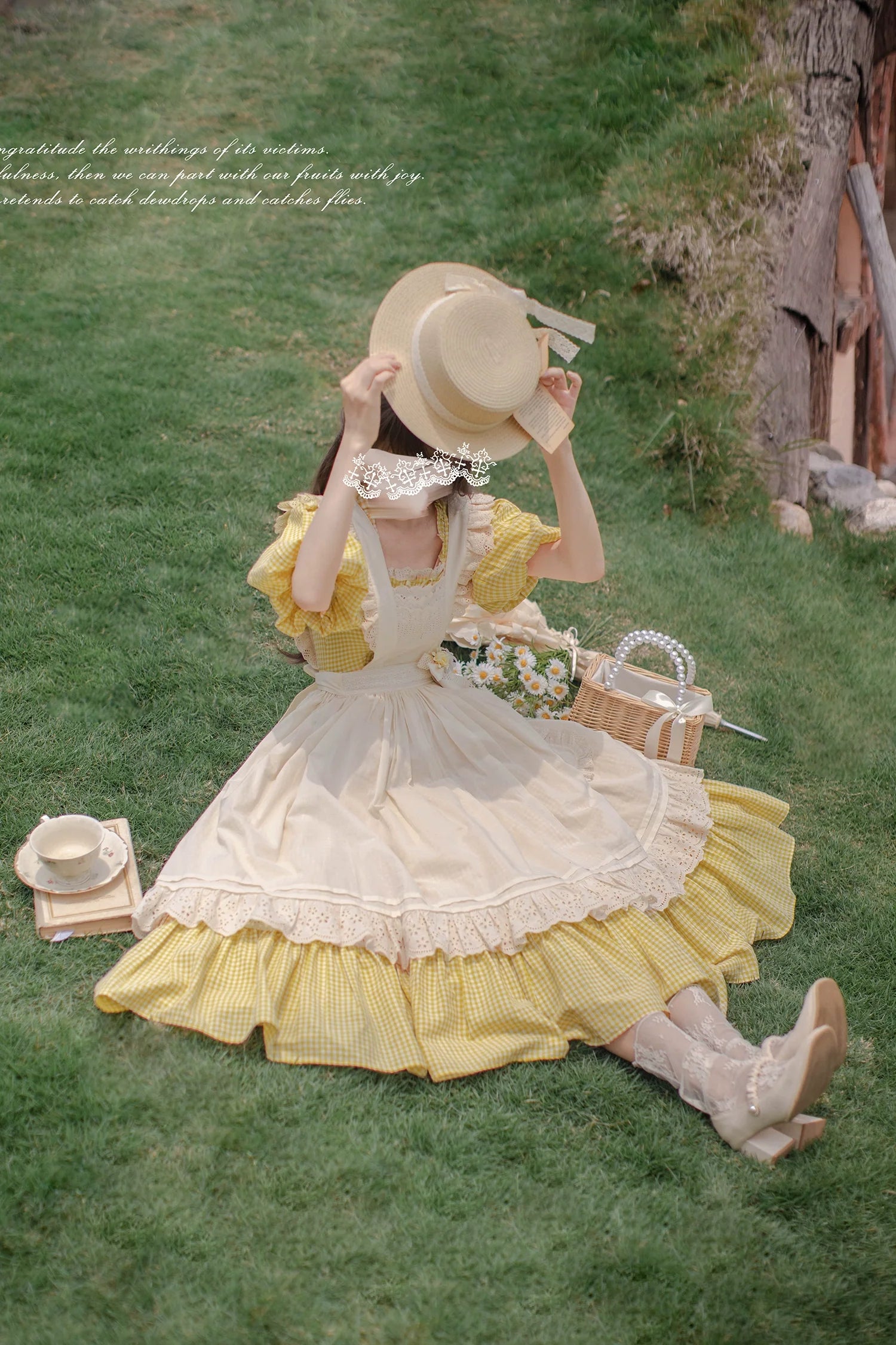 Belle - Yellow Lolita OP Dress Set with Apron - image 14