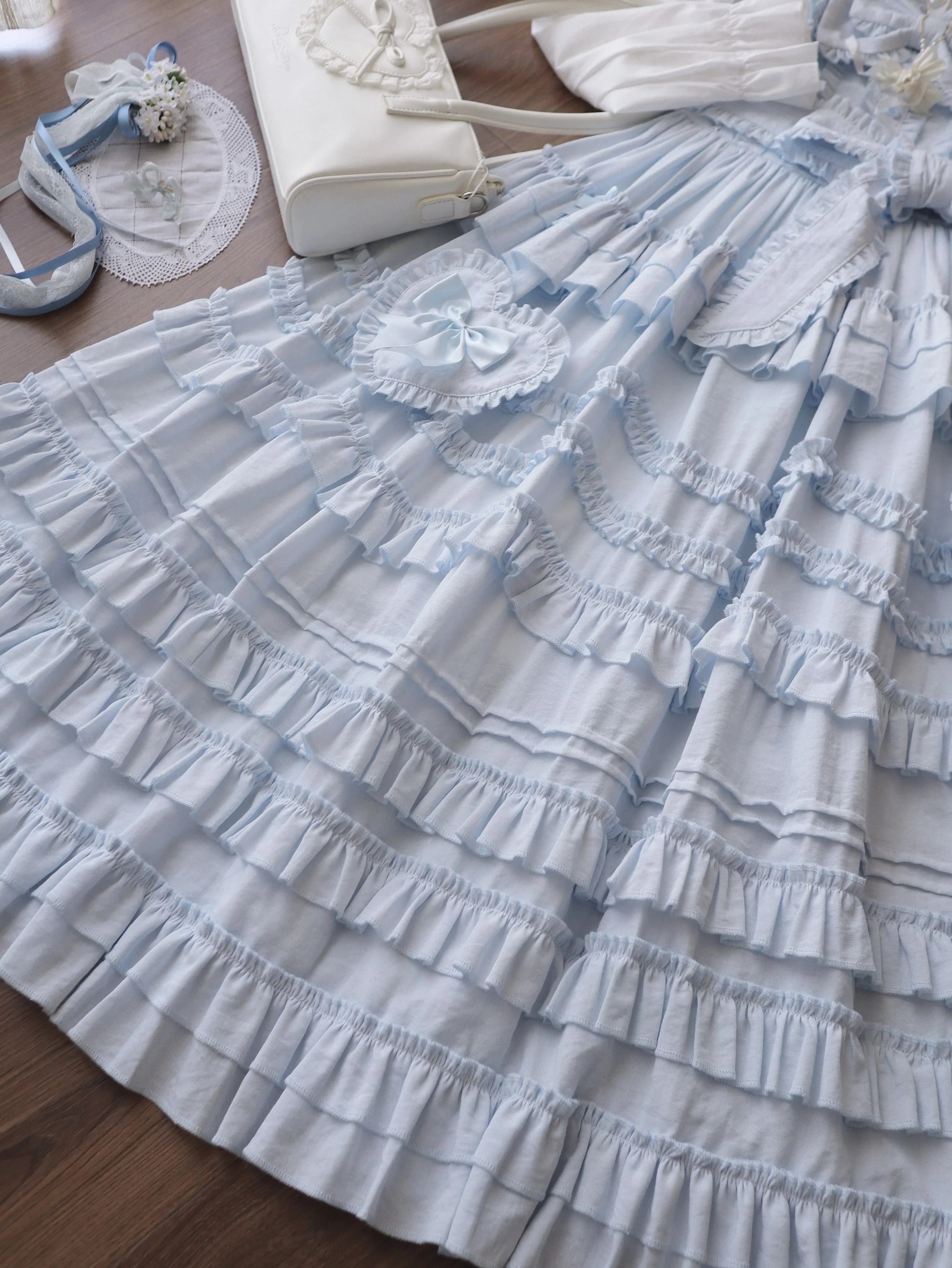Loveheart - Solid Classic Lolita JSK Dress, Tiered Hem - image 8