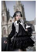 Dawn Bell & Dusk Song - Gothic Lolita Velvet OP Dress, Back Zipper and Accessories - image 13