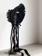 Elegant Lolita Bonnet Black Ribbon BNT - image 3