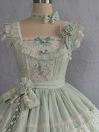 Lily of the Valley Lamb - Classic Lolita Tiered Hem JSK Dress with Embroidery - image 9