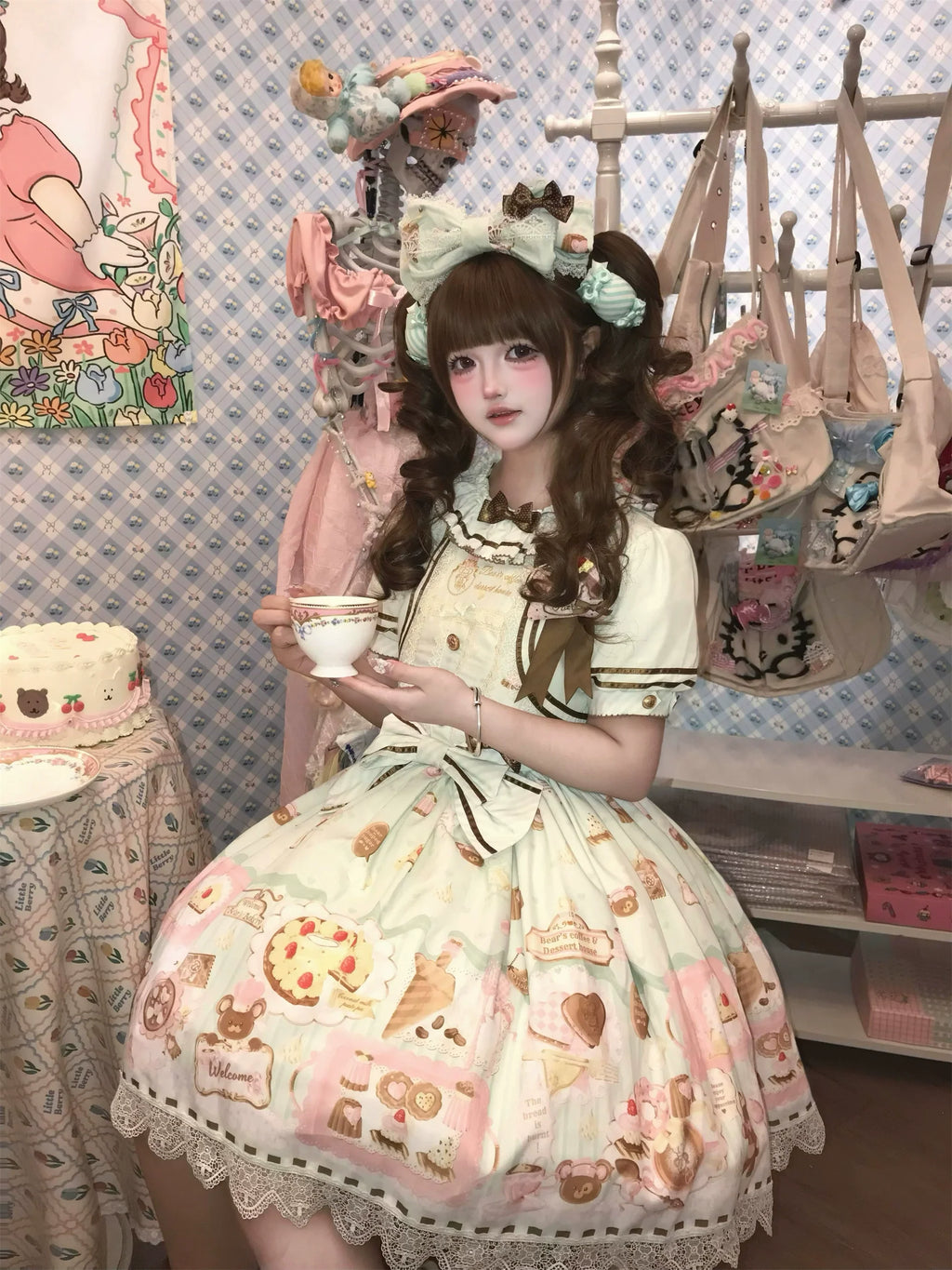 Dream Teahouse - Dessert Print Kawaii Lolita OP Dress Suit - image 14